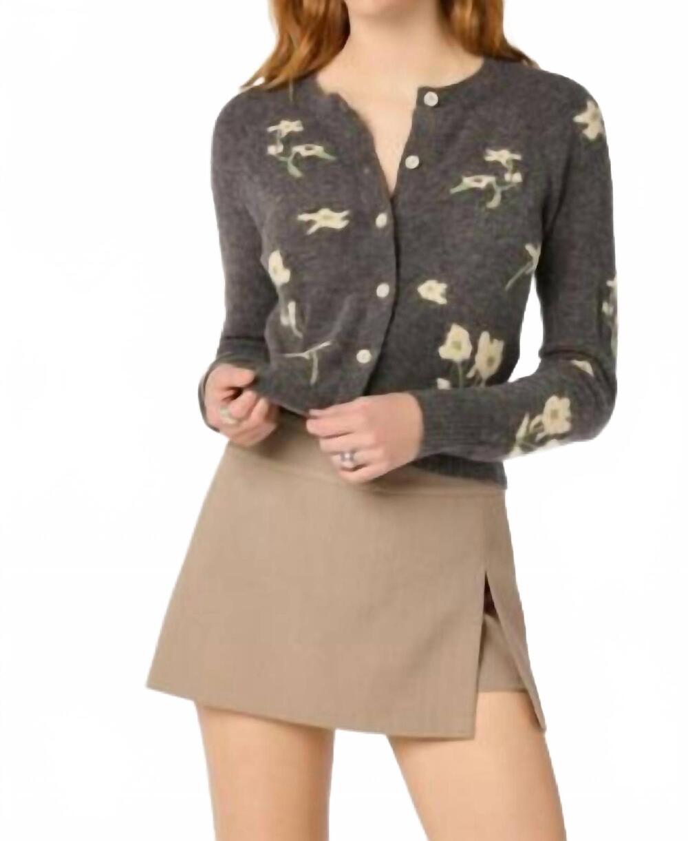 NEW ASTR joy floral knit cardigan in charcoal